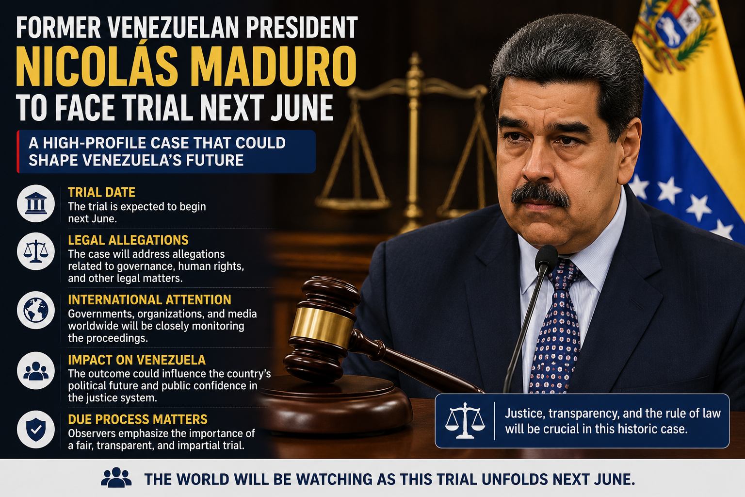 Former Venezuelan President Nicolás Maduro to Face Trial Next June