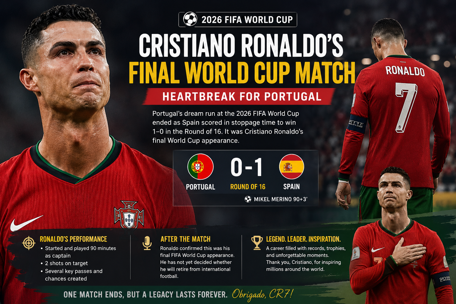Cristiano Ronaldo’s Final World Cup Match Ends in Heartbreak