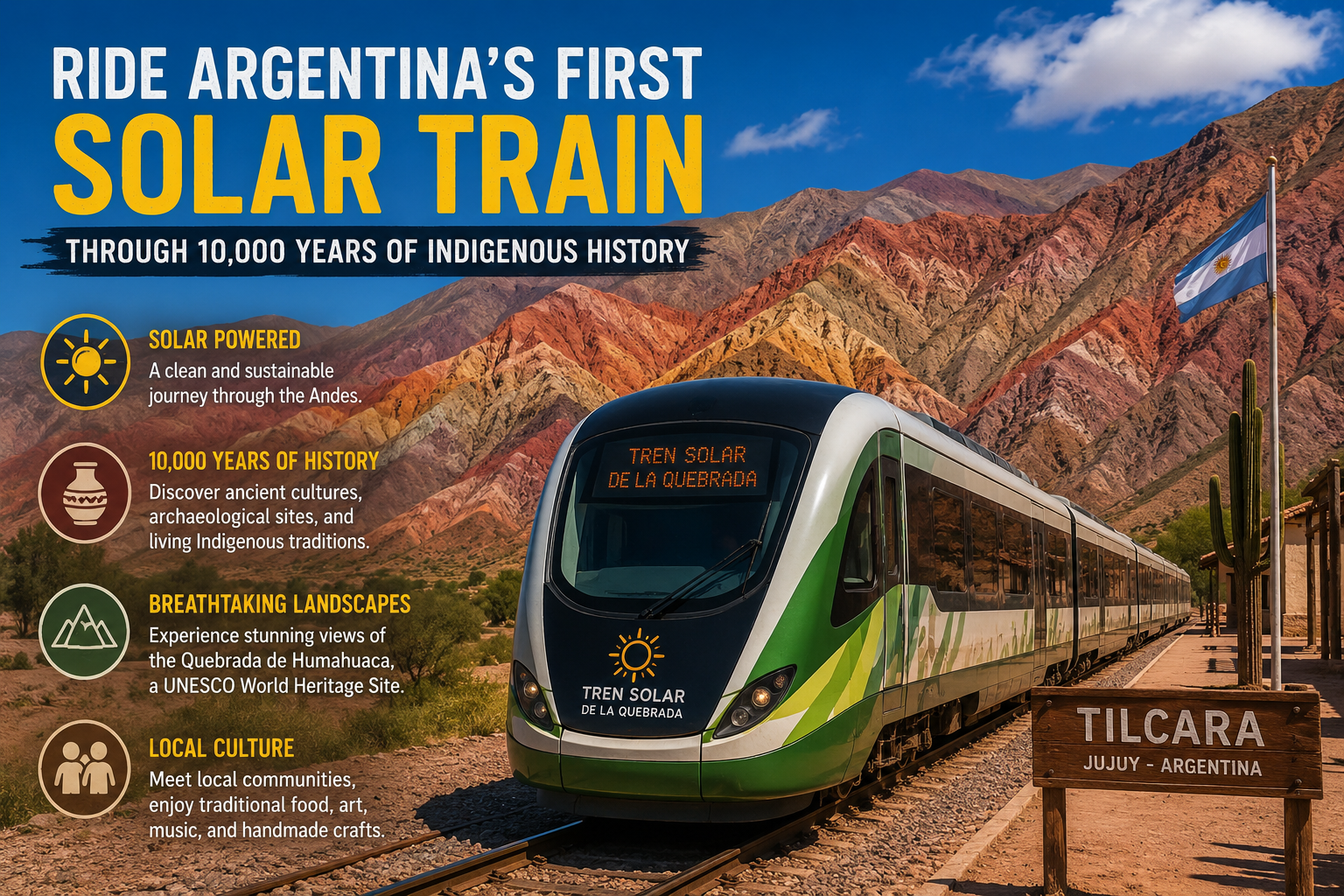 Ride Argentina’s First Solar Train Through 10,000 Years of Indigenous History